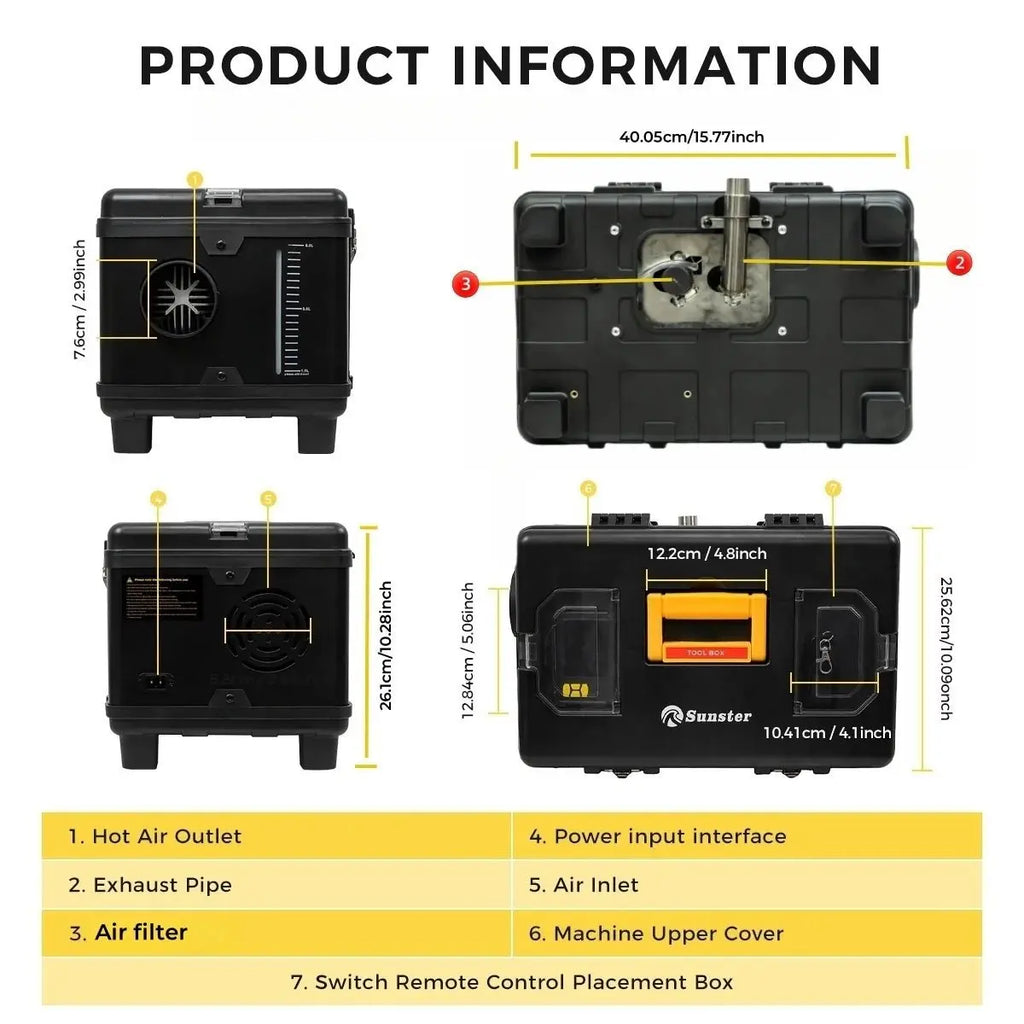 Sunster TB10 Black Edition 8 kW Toolbox Dieselfyr 12 V / 24 V & 110–240 V – Bluetooth - SejlStrøm