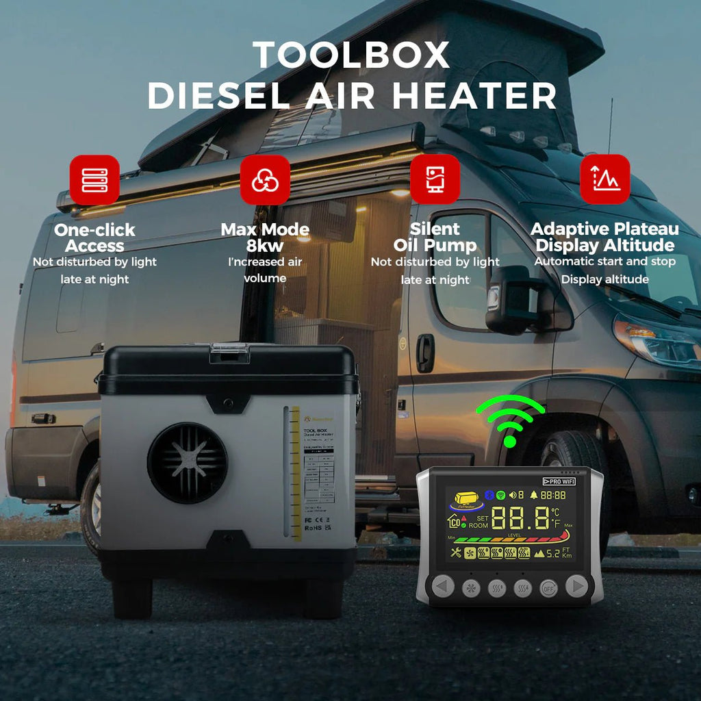 Sunster TB10PRO 8kW Dieselfyr – Toolbox WiFi & Bluetooth - SejlStrøm