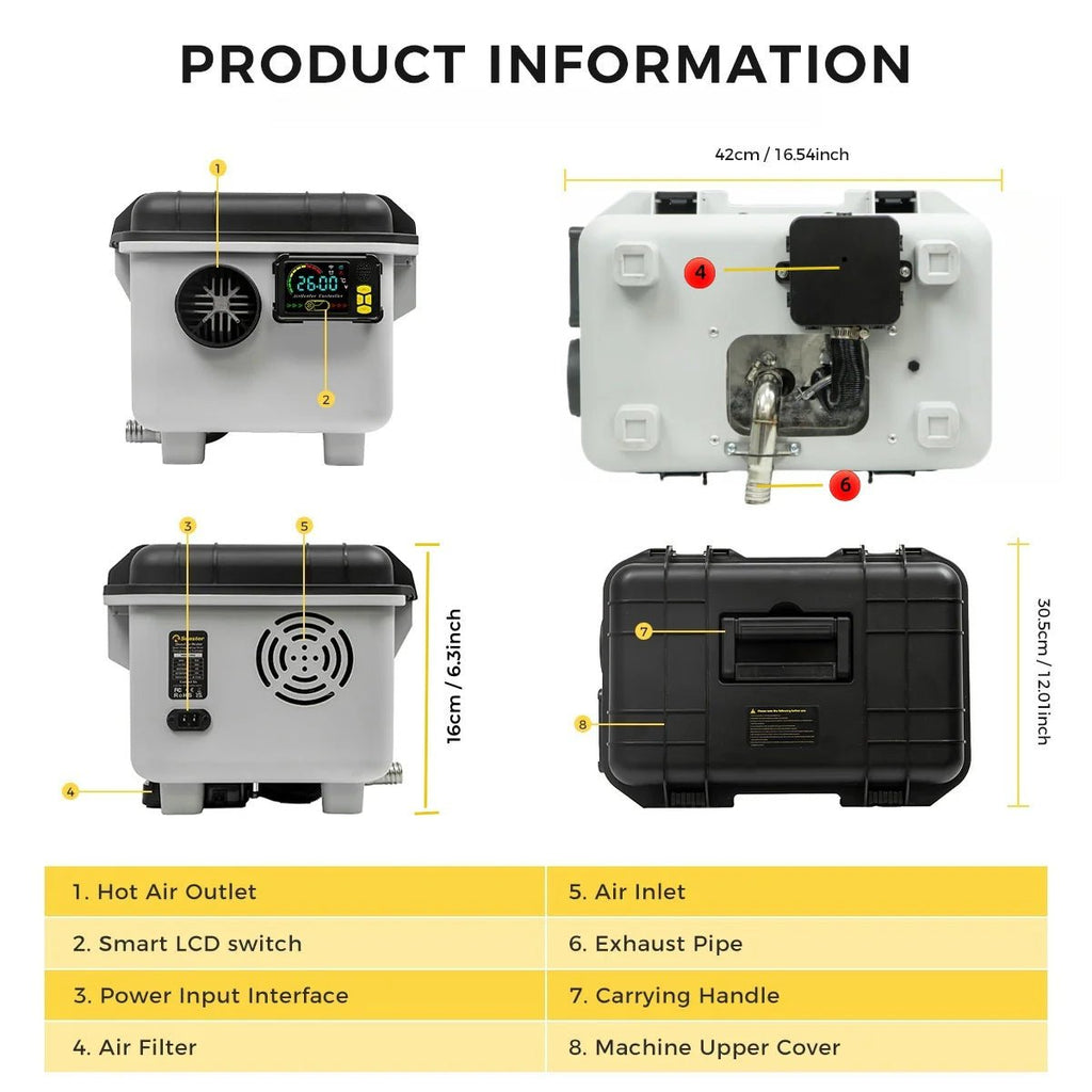 Sunster TB30 Diesel Heater 8KW 12/24V & 110–240V – Kraftfuld dieselvarmer med app‑styring - SejlStrøm