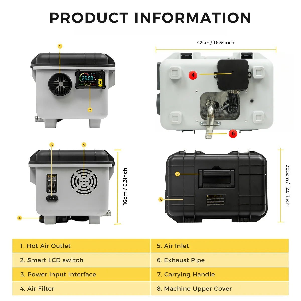 Sunster TB30 Diesel Heater 8KW 12/24V & 110–240V – Kraftfuld dieselvarmer med app‑styring - SejlStrøm