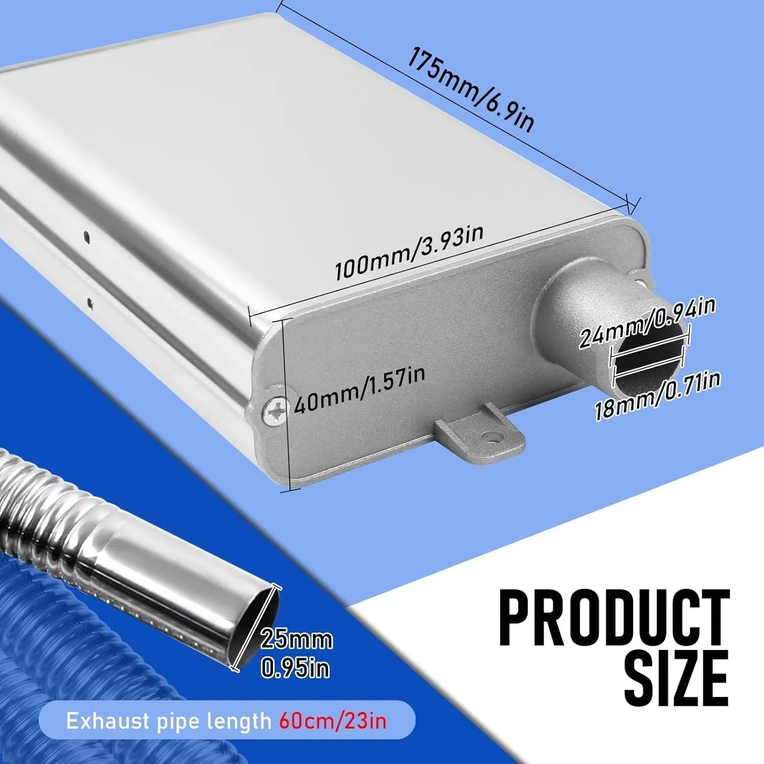 Udstødningslyddæmper 24 mm – Dieselvarmer - SejlStrøm