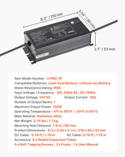 VEVOR IP68 Marine Battery Charger – 1 Bank at 10 A / 12 V