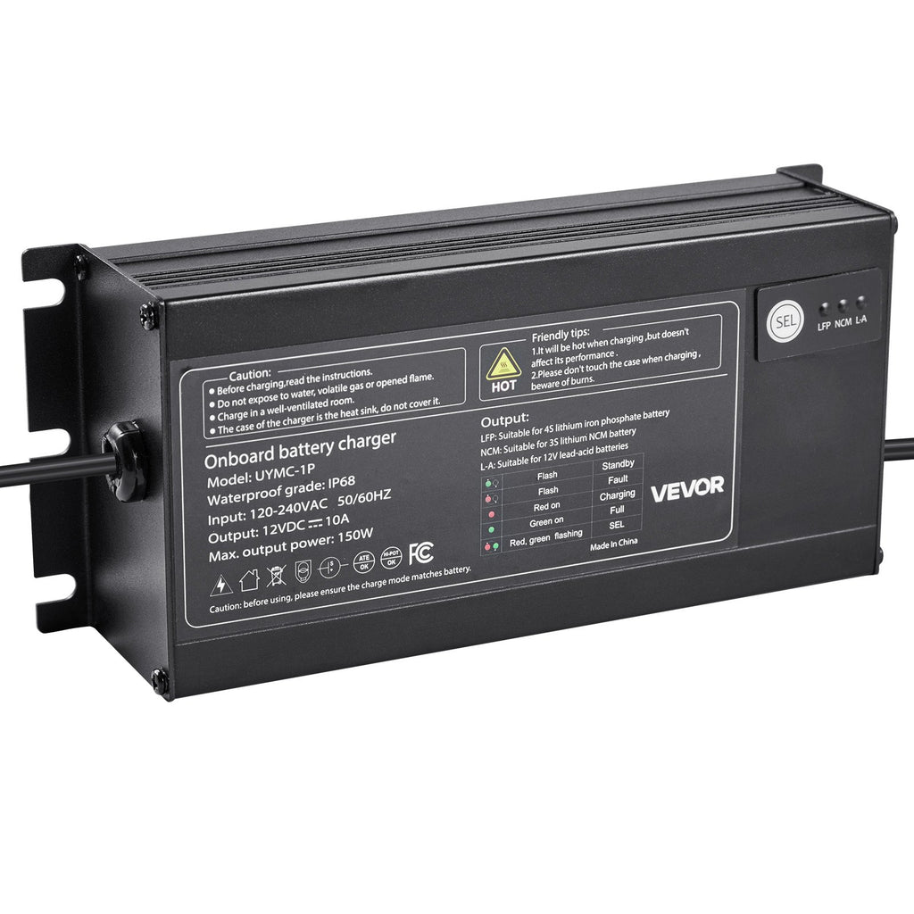 VEVOR IP68 marinebatterilader – 1 bank á 10 A / 12 V – detaljebillede 10