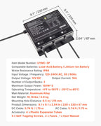 VEVOR IP68 marinebatterilader – 3 banke á 10 A / 12 V – detaljebillede 8