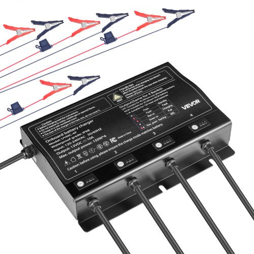 VEVOR IP68 marinebatterilader – 4 banke á 10 A / 12 V – detaljebillede 2