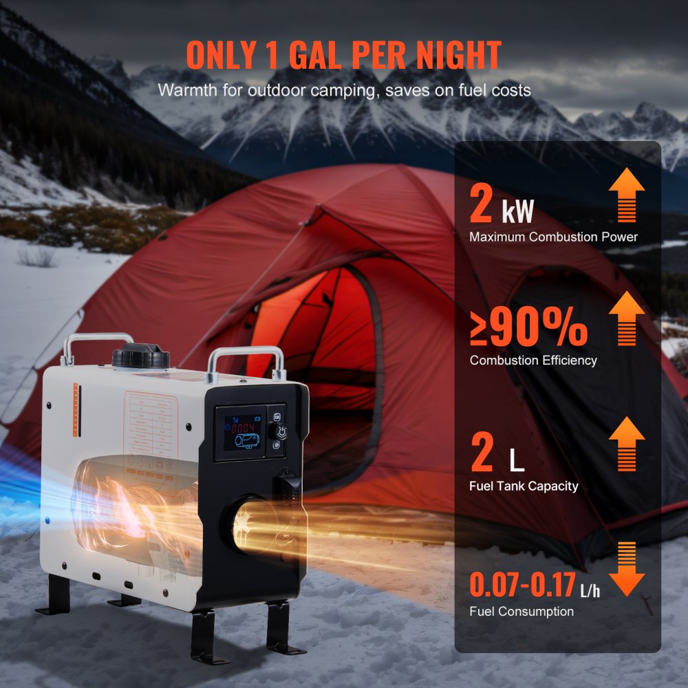 VEVOR dieselvarmer 2 kW 12/24 V – alt-i-én med Bluetooth og CO-alarm – billede 5