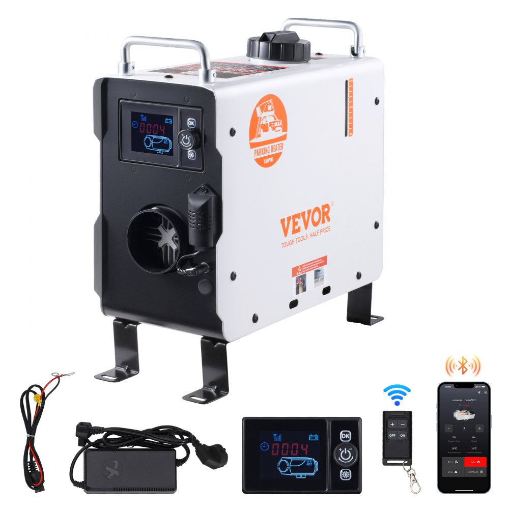 VEVOR dieselvarmer 2 kW 12/24 V – alt-i-én med Bluetooth og CO-alarm