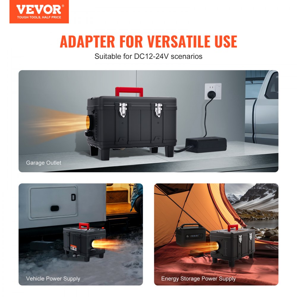 VEVOR dieselvarmer 8 kW 12/24 V – portabel med Bluetooth og CO-alarm – billede 2