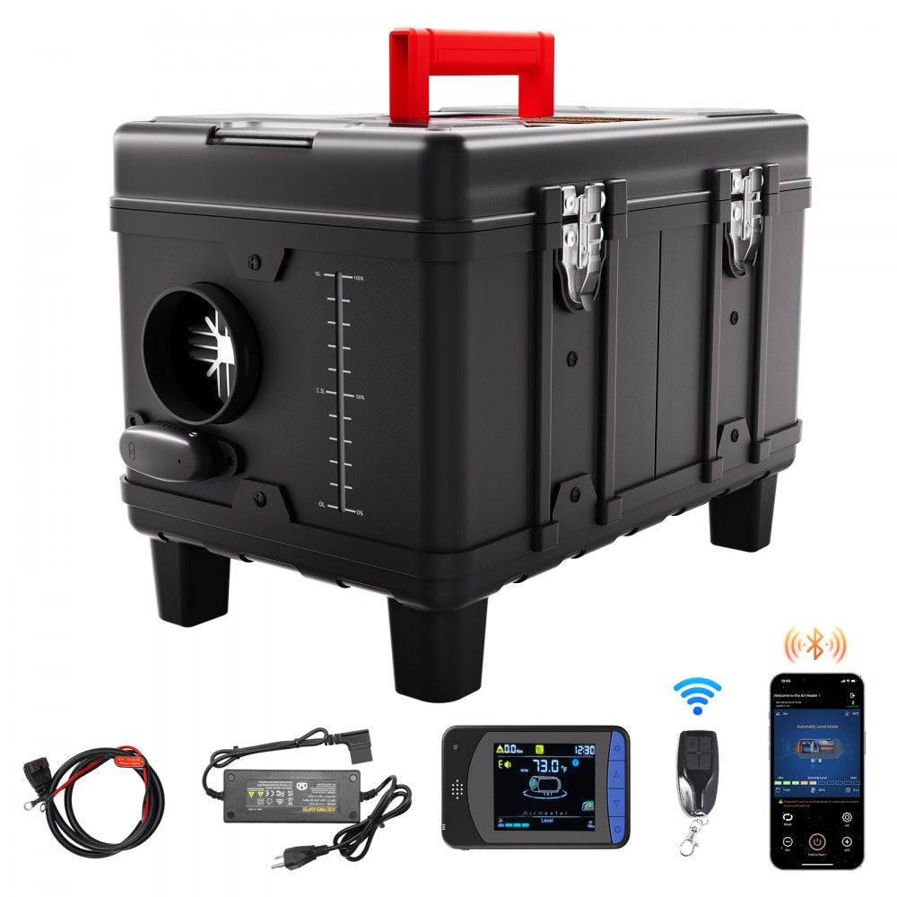 VEVOR dieselvarmer 8 kW 12/24 V – portabel med Bluetooth og CO-alarm