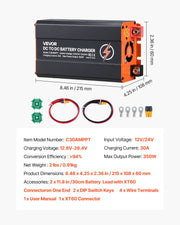 VEVOR DC-DC Charger with MPPT 30 A / 350 W – 12/24 V