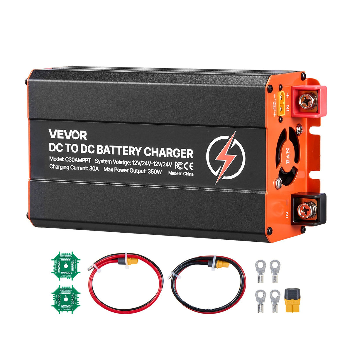 VEVOR DC-DC-lader med MPPT 30 A / 350 W – 12/24 V – officielt VEVOR produktbillede