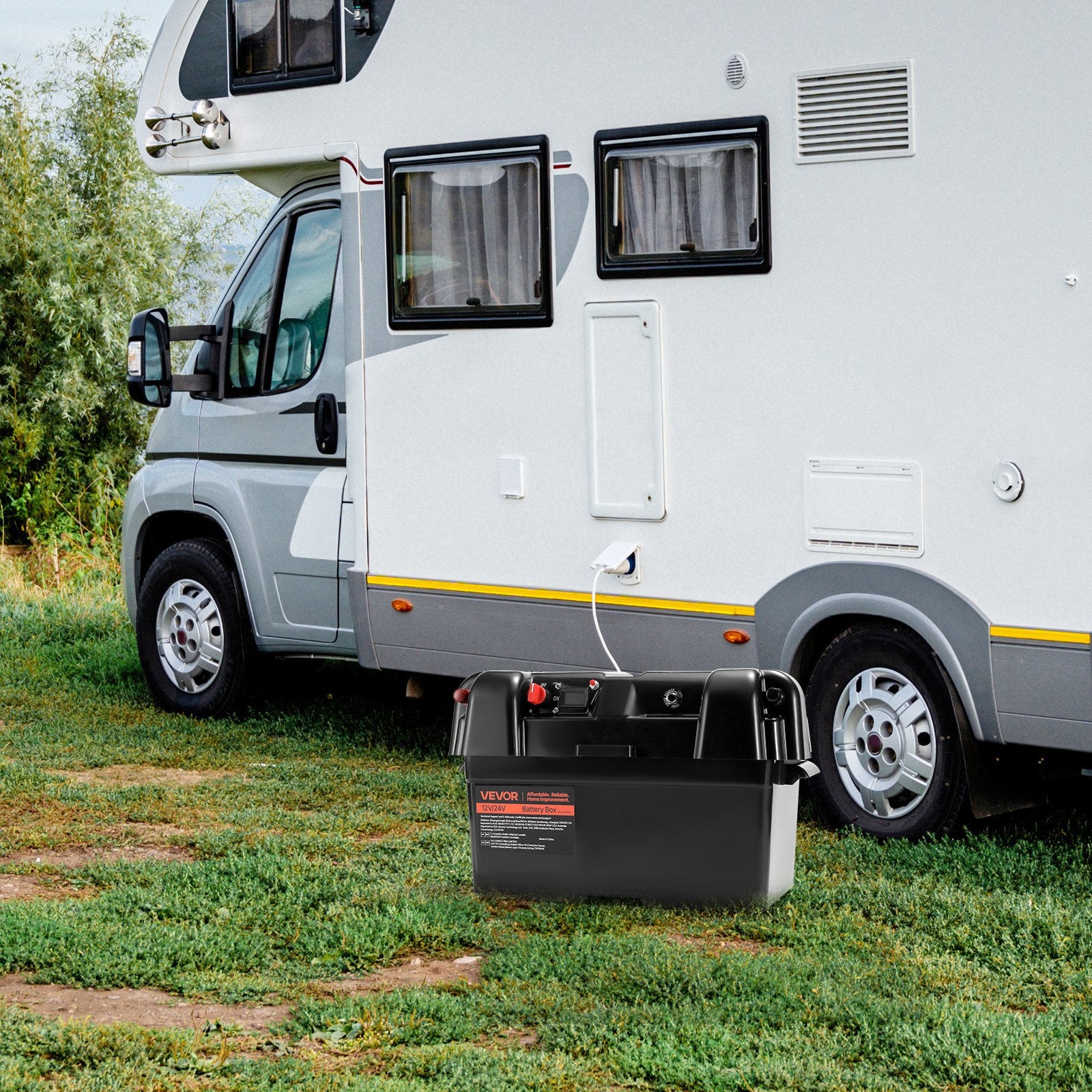 VEVOR smart batterikasse Group 24/27 – voltmeter, USB og 12 V udtag – detaljebillede 9