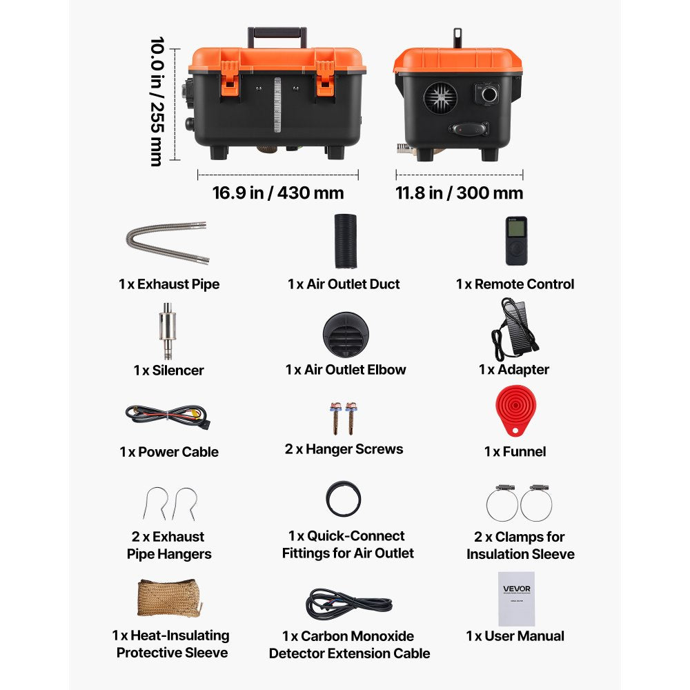 VEVOR dieselvarmer 8 kW 12/24 V – alt-i-én med 4 l tank – billede 7
