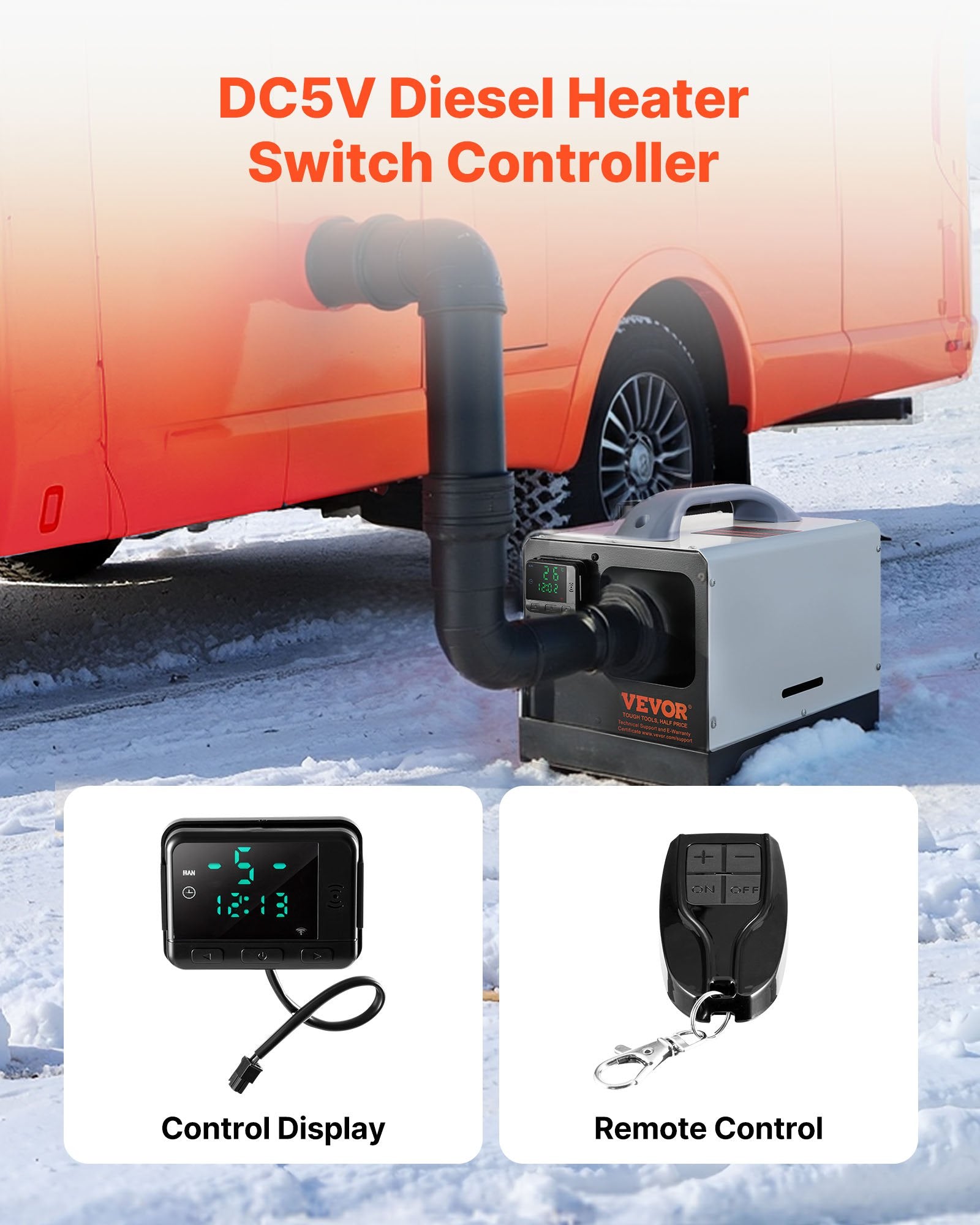 VEVOR LCD-styrepanel 5 V til dieselvarmer – med fjernbetjening – detaljebillede 3
