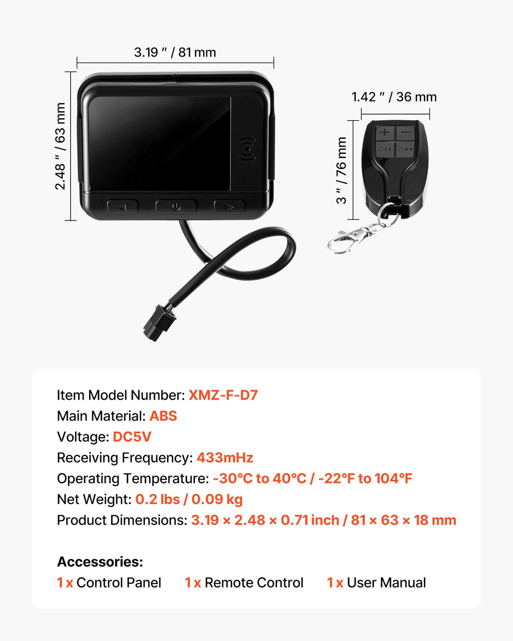 VEVOR LCD-styrepanel 5 V til dieselvarmer – med fjernbetjening – detaljebillede 8