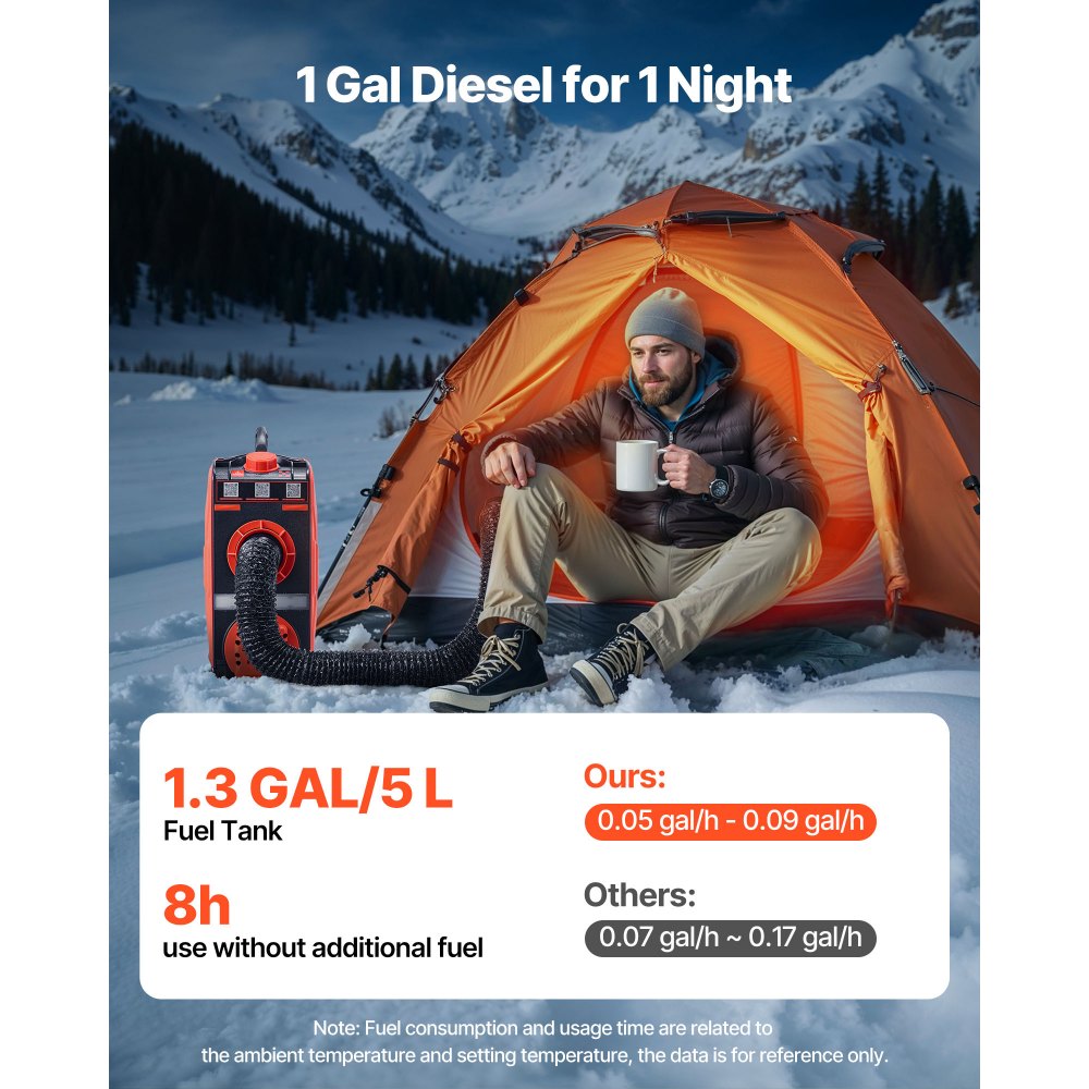 VEVOR dieselvarmer 8 kW 12 V – alt-i-én med 4,5 l tank og Bluetooth – billede 2