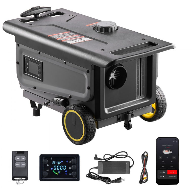 VEVOR dieselvarmer 8 kW 12/24 V – trolley med 5 l tank og Bluetooth