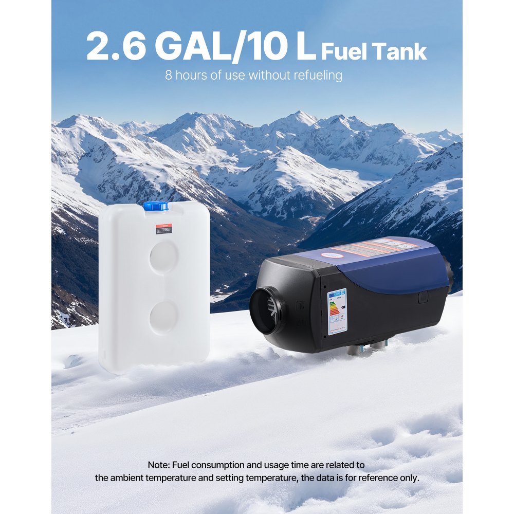 VEVOR dieselvarmer 8 kW 12/24 V – portabel med 10 l tank – billede 2