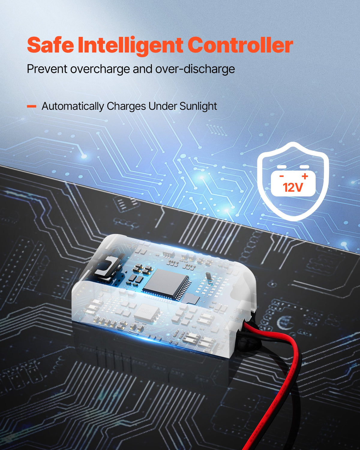 VEVOR 20 W solcelle-vedligeholdelseslader til 12 V batteri – detaljebillede 4