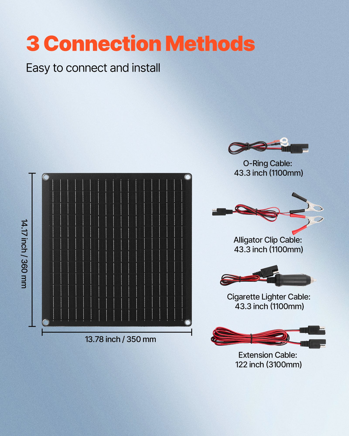 VEVOR 20 W solcelle-vedligeholdelseslader til 12 V batteri – detaljebillede 6