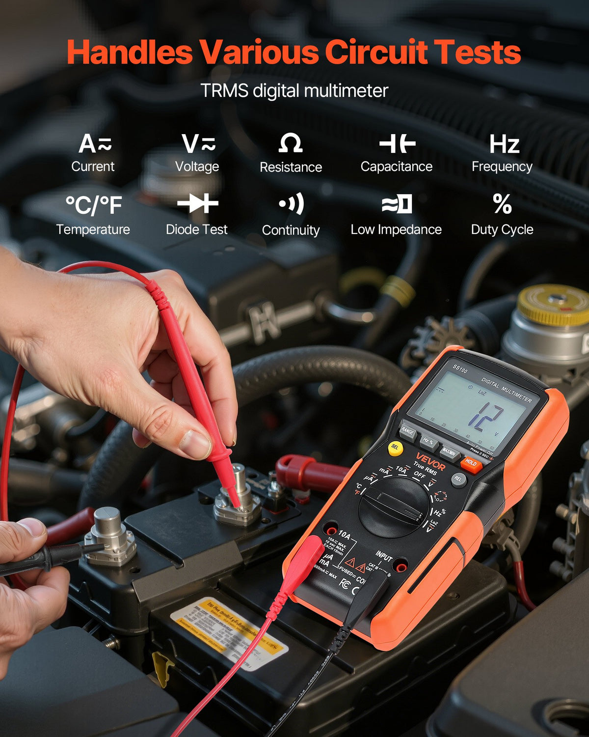 VEVOR digitalt TRMS-multimeter – 6000 counts, auto-range – detaljebillede 3
