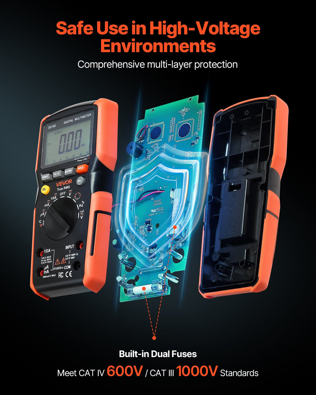 VEVOR digitalt TRMS-multimeter – 6000 counts, auto-range – detaljebillede 6