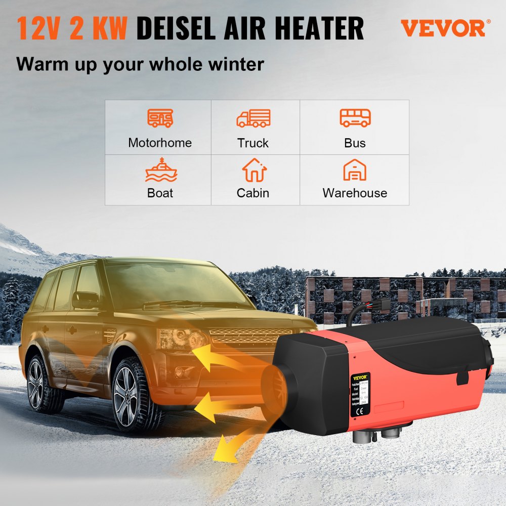 VEVOR dieselvarmer 2 kW 12 V – komplet sæt med 10 l tank – billede 2