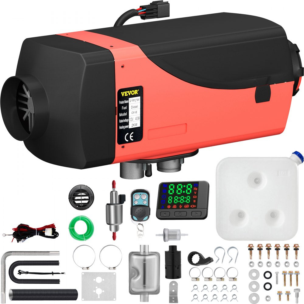 VEVOR dieselvarmer 2 kW 12 V – komplet sæt med 10 l tank