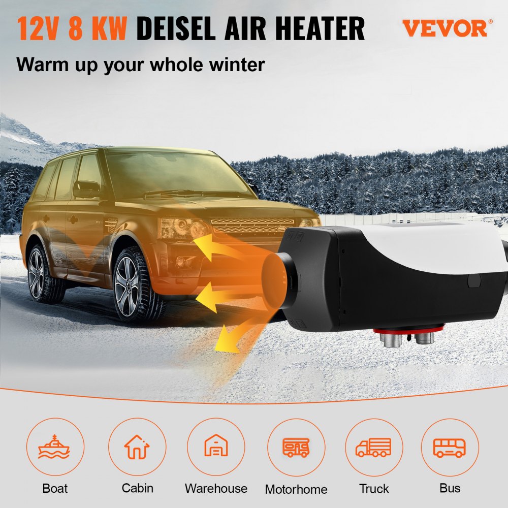 VEVOR dieselvarmer 8 kW 12 V – LCD, fjernbetjening og komplet sæt – billede 2