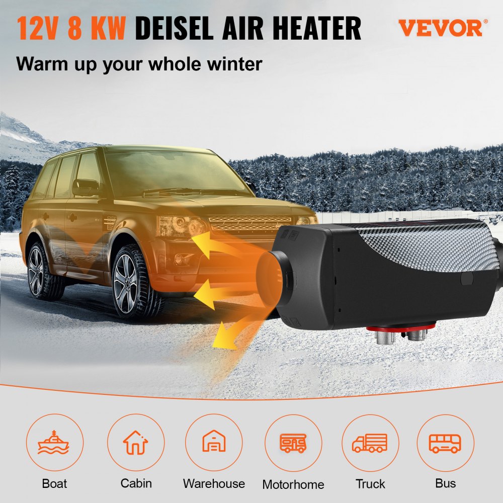 VEVOR dieselvarmer 8 kW 12 V – komplet installationssæt med LCD – billede 2