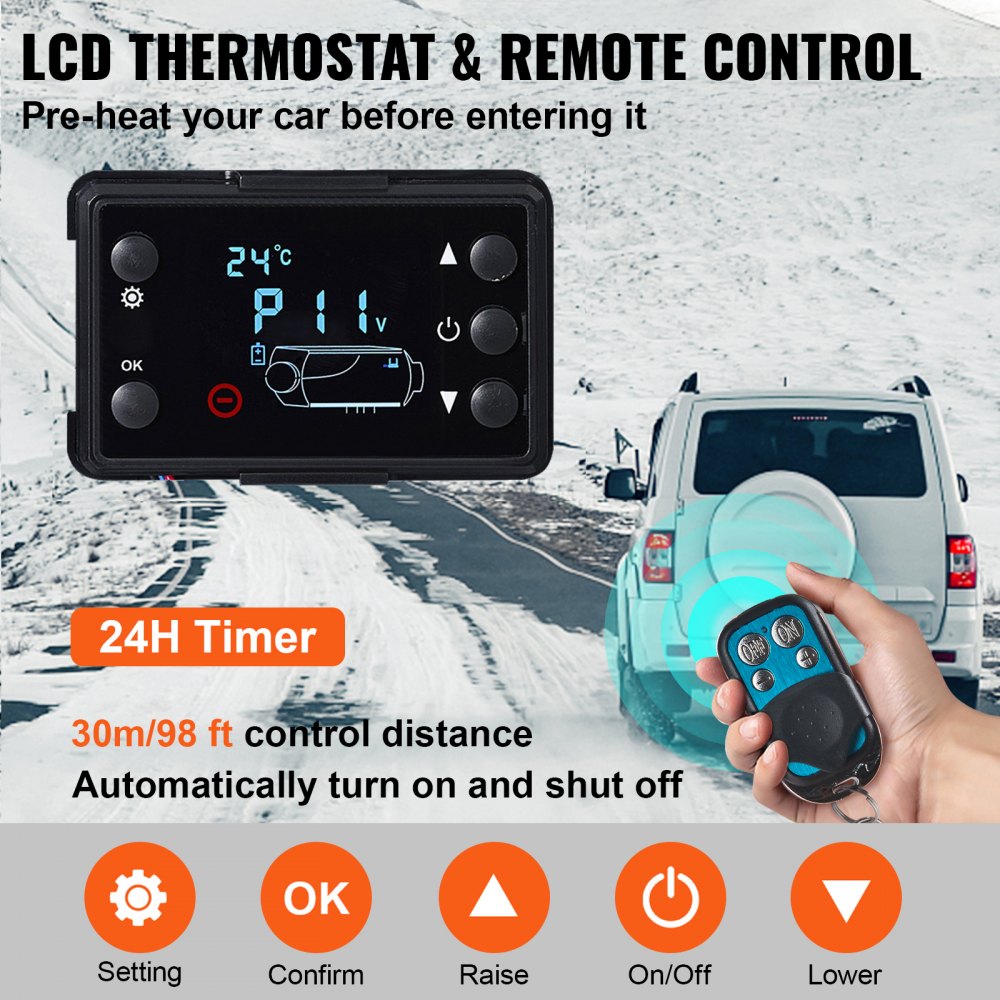 VEVOR dieselvarmer 8 kW 12 V – komplet installationssæt med LCD – billede 5