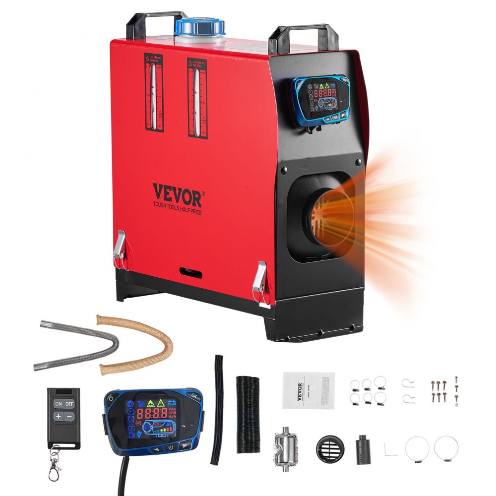 VEVOR dieselvarmer 8 kW 12/24 V – blåt LCD og forvarmning