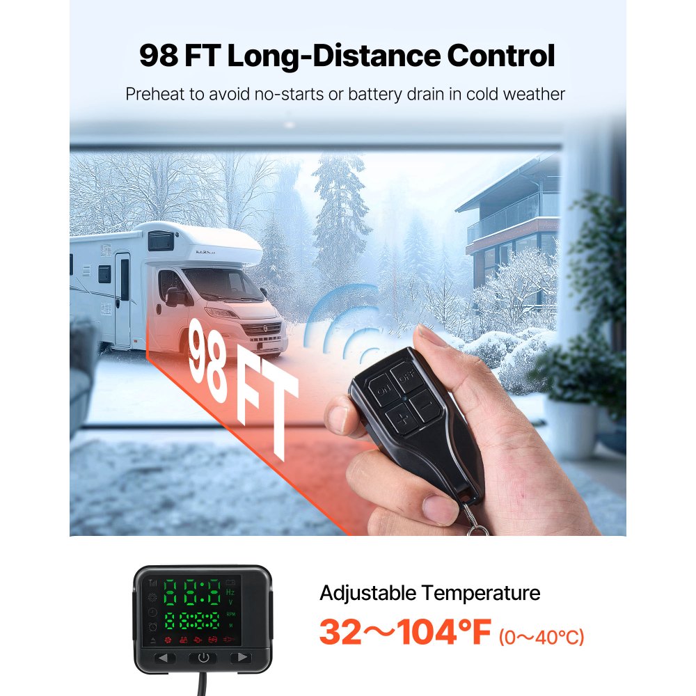 VEVOR dieselvarmer 8 kW 12/24 V – farvedisplay og fjernbetjening – billede 4