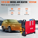 VEVOR dieselvarmer 8 kW 12 V – LCD, fjernbetjening og lyddæmper – billede 2