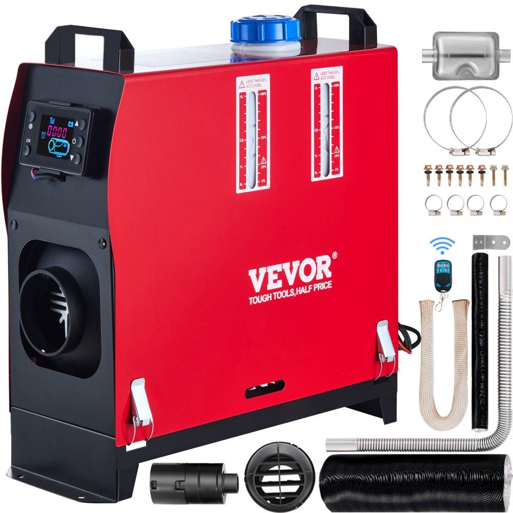 VEVOR dieselvarmer 8 kW 12 V – LCD, fjernbetjening og lyddæmper