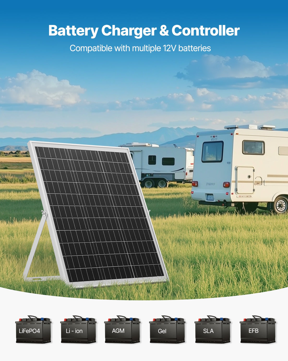 VEVOR 25 W solcelle-vedligeholdelseslader til 12 V batteri – MPPT – detaljebillede 5