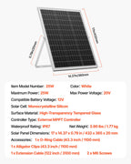 VEVOR 25 W solcelle-vedligeholdelseslader til 12 V batteri – MPPT – detaljebillede 8
