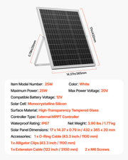 VEVOR 25 W solcelle-vedligeholdelseslader til 12 V batteri – MPPT – detaljebillede 8