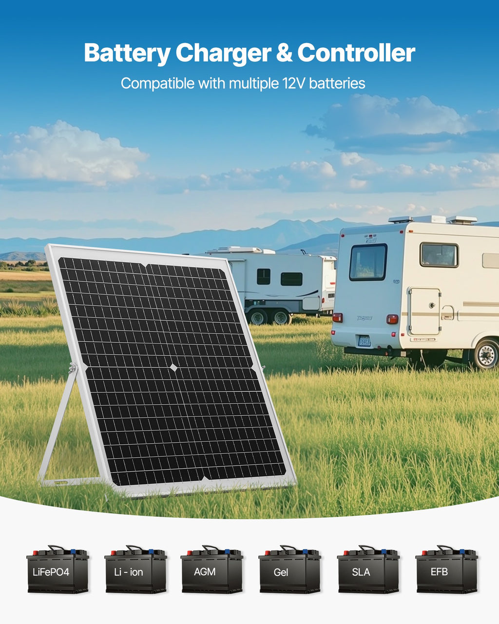 VEVOR 30 W solcelle-vedligeholdelseslader til 12 V batteri – MPPT – detaljebillede 5