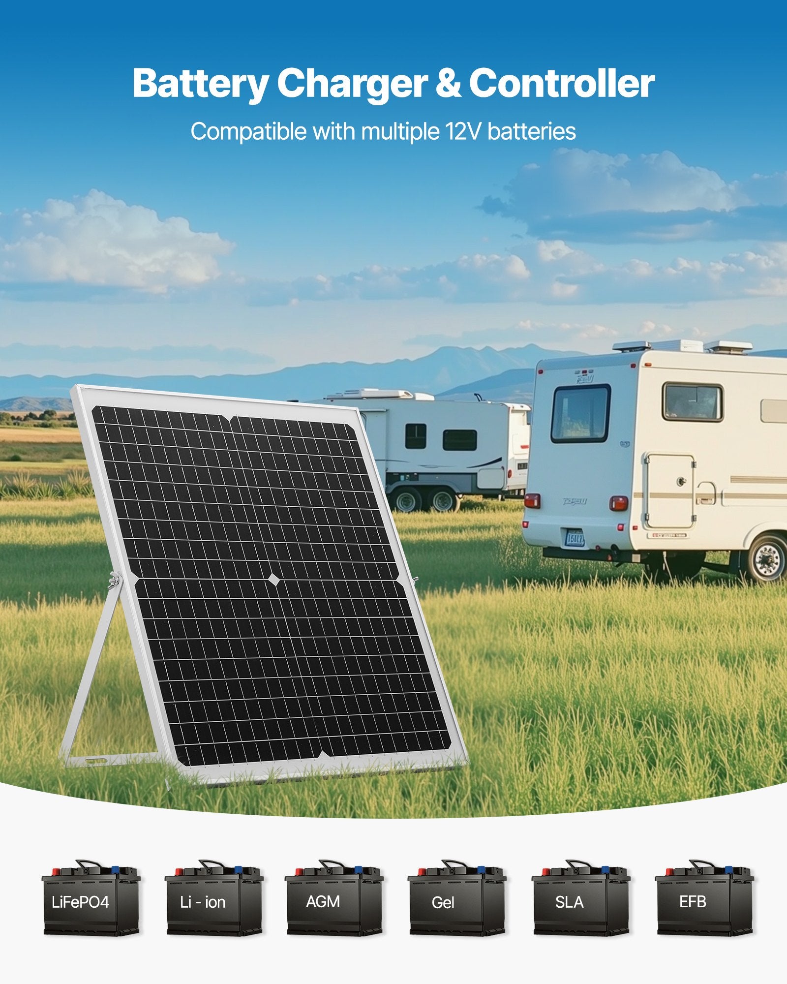 VEVOR 30 W solcelle-vedligeholdelseslader til 12 V batteri – MPPT – detaljebillede 5
