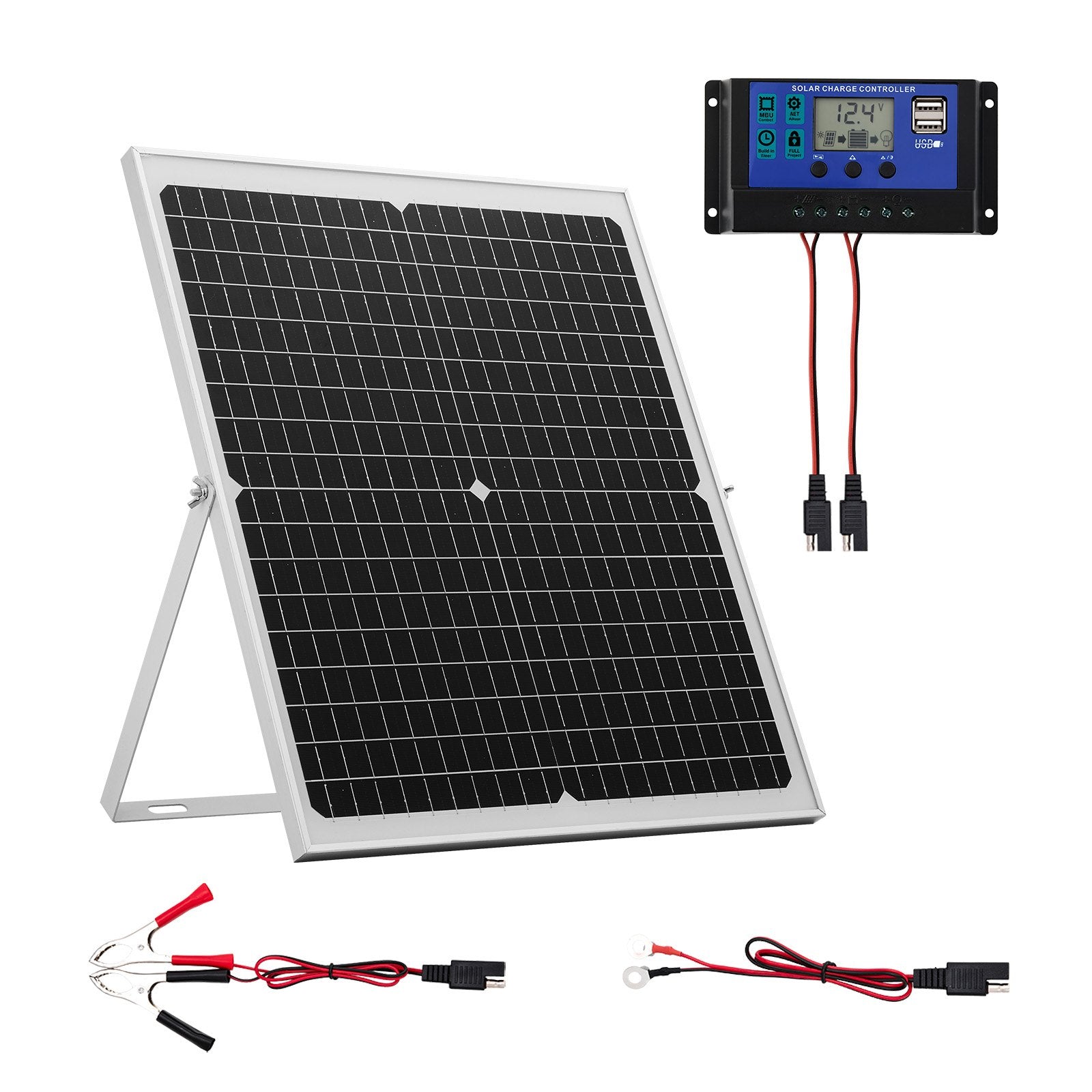 VEVOR 30 W solcelle-vedligeholdelseslader til 12 V batteri – MPPT – officielt VEVOR produktbillede
