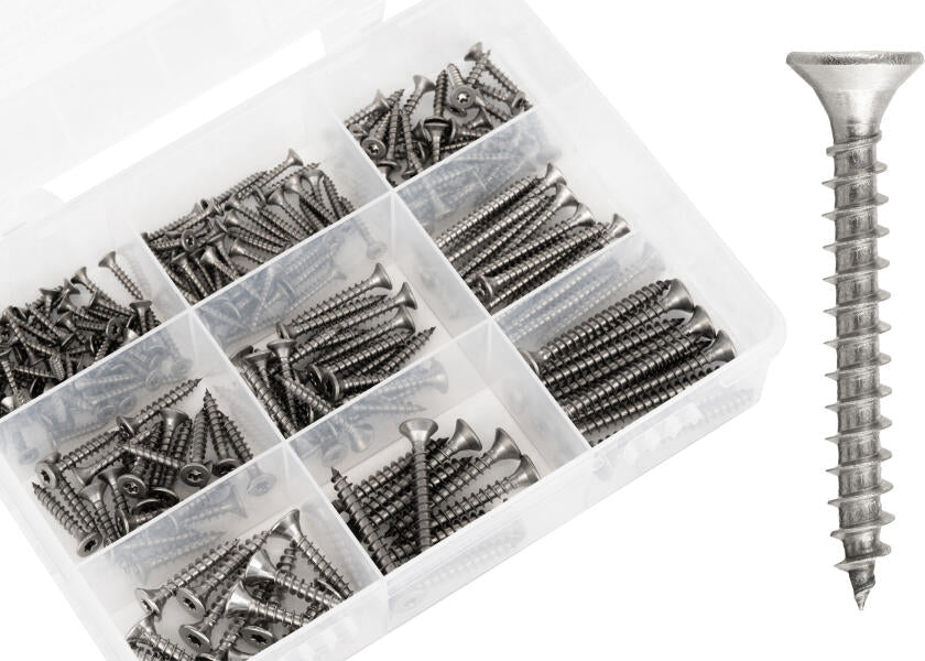 V4A Screw Set - Chipboard Screws, 210 Pieces
