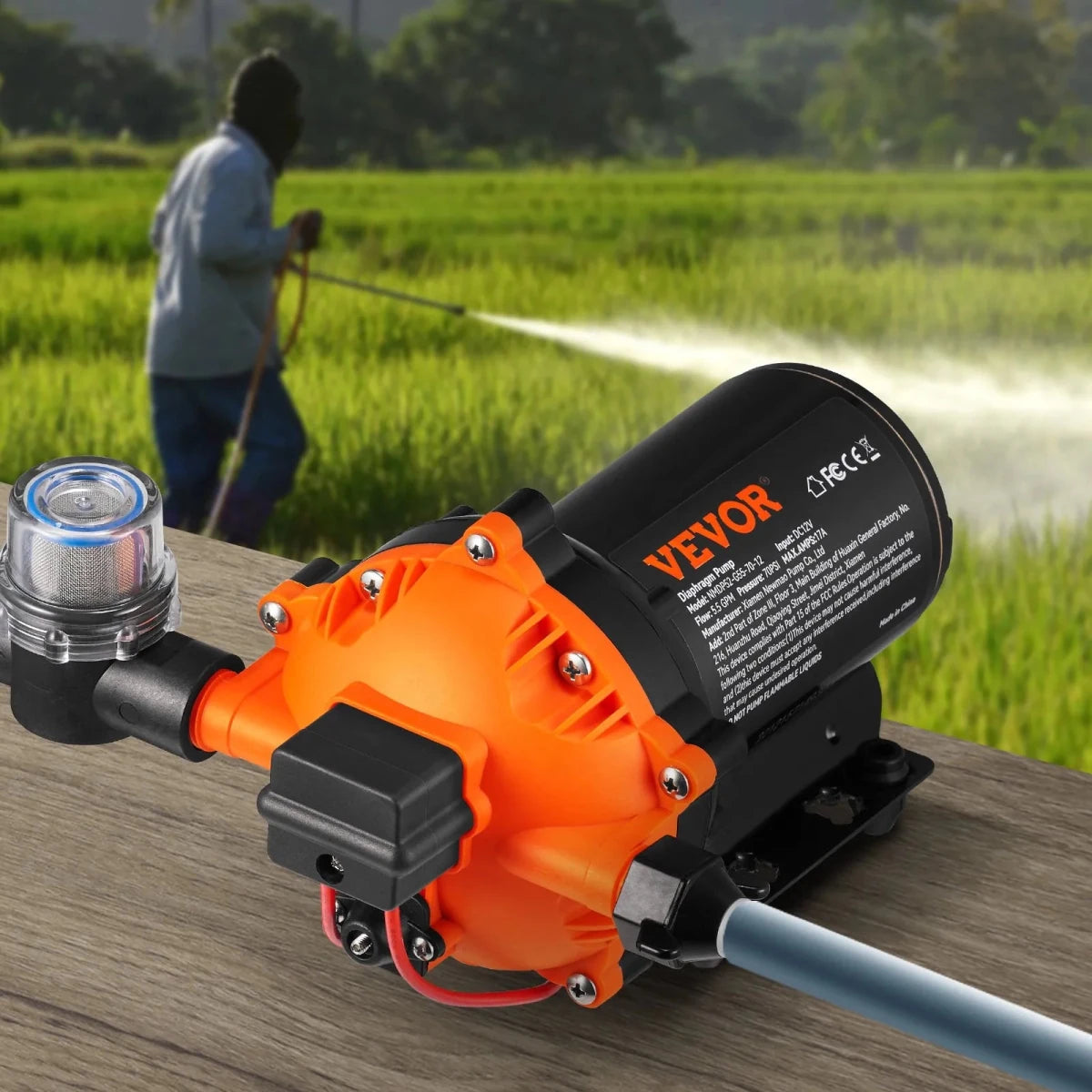 VEVOR 12V Vandpumpe 20,8 L/min – 4,8 Bar Membranpumpe med Trykafbryder til RV, Camping & Båd - SejlStrøm
