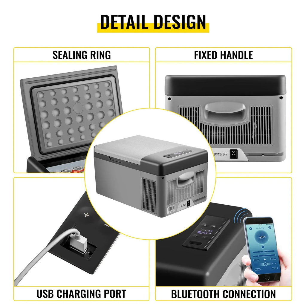 VEVOR 15L Bærbar Kompressor Køleboks til Bil, Camping og Udendørs Brug - SejlStrøm