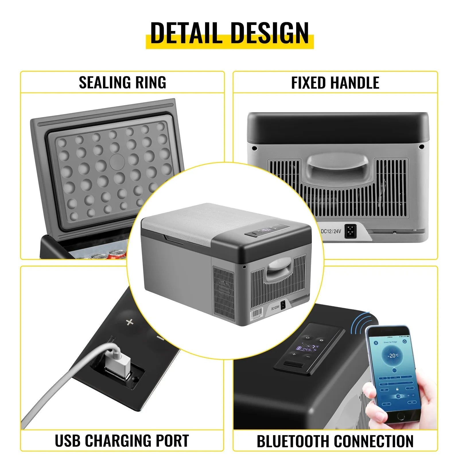 VEVOR 15L Bærbar Kompressor Køleboks til Bil, Camping og Udendørs Brug - SejlStrøm