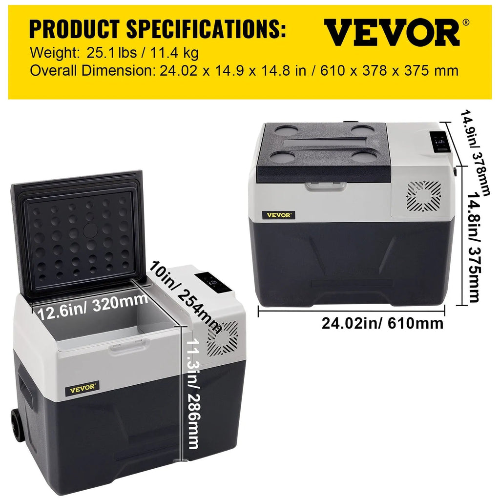 VEVOR 30L Bærbar Kompressor Køleboks 12V / 24V / 230V – Til Bil, Båd & Camping - SejlStrøm