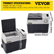 VEVOR 30L Bærbar Kompressor Køleboks 12V / 24V / 230V – Til Bil, Båd & Camping - SejlStrøm