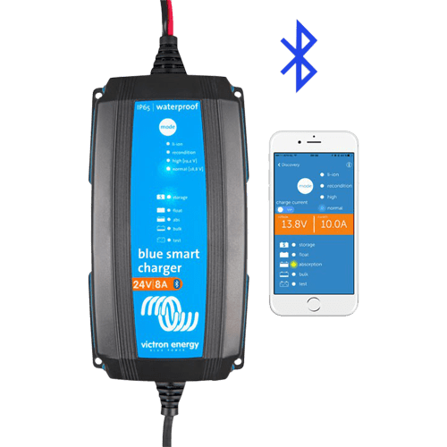 Victron Blue Smart IP65 Charger 24/8 + DC connector – 24 V, 8 A batterioplader med Bluetooth, IP65 - SejlStrøm