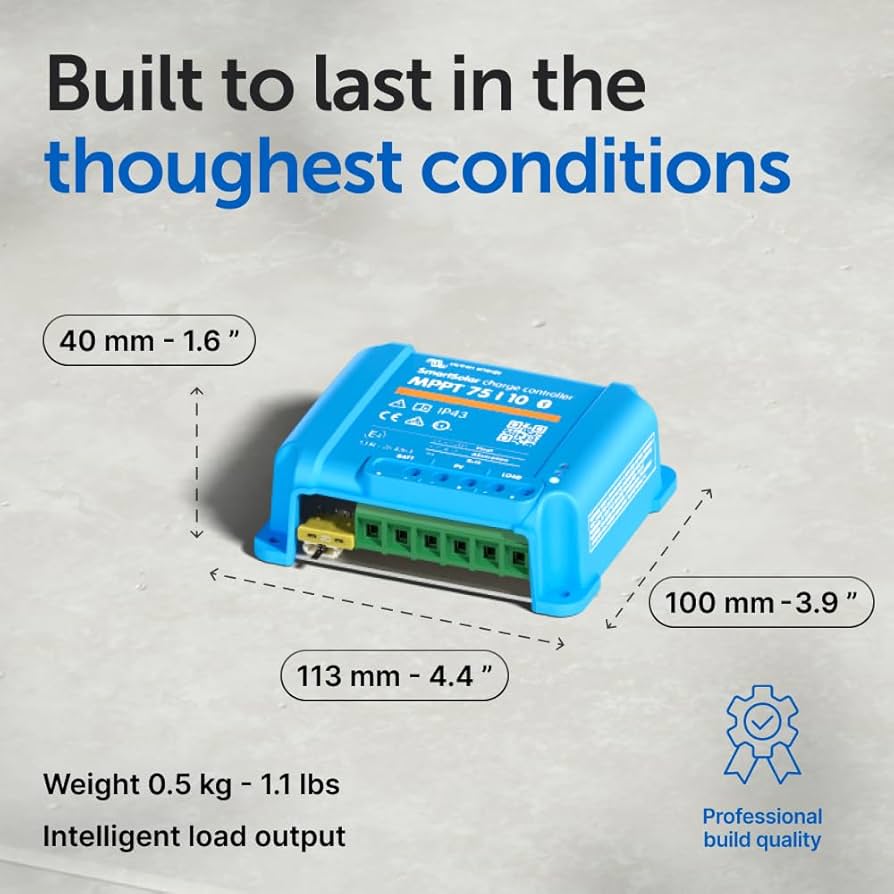 Victron SmartSolar MPPT 75/10 – Solcelle Charge Controller (12/24 V, 10 A) med indbygget Bluetooth - SejlStrøm