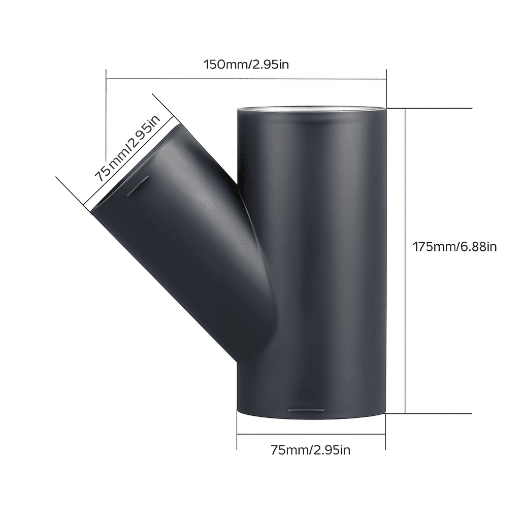 Y - stykke med Sideudgang – Varmluft Fordeling (Ø60 mm & Ø75 mm) - SejlStrøm
